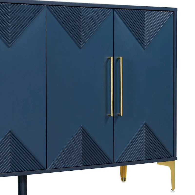 Madia a 4 ante bicolore blu navy/nero e bianco/grigio, da assemblare in 1 persona