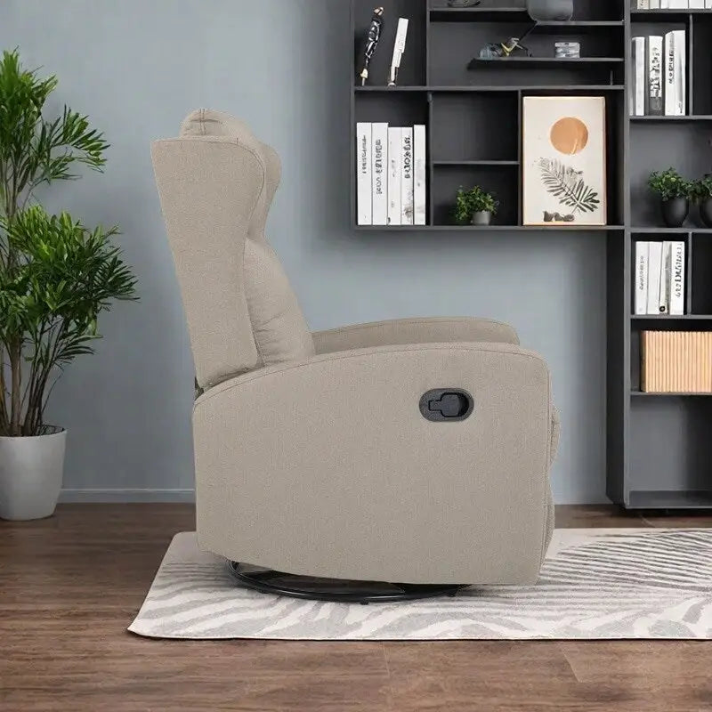 Poltrona reclinabile a dondolo girevole grigio chiaro, girevole a 360°, monoposto