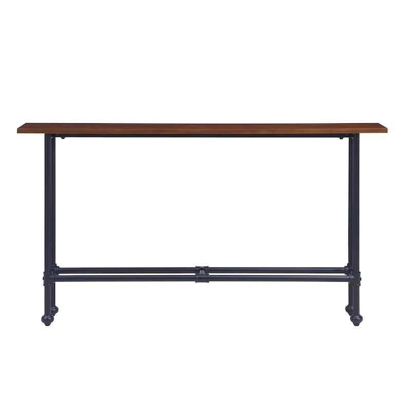 Tavolo Consolle Rettangolare Espresso & Nero, 4 Gambe, Per Utente Singolo – 56"L x 8"W x 30"H