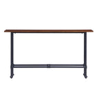 Tavolo Consolle Rettangolare Espresso & Nero, 4 Gambe, Per Utente Singolo – 56"L x 8"W x 30"H