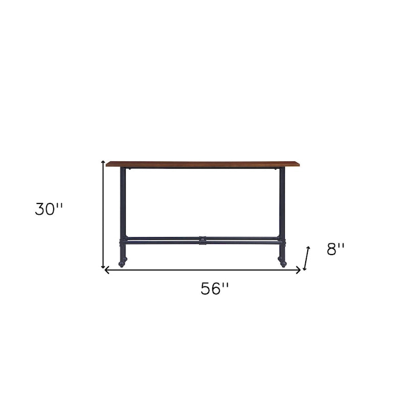 Tavolo Consolle Rettangolare Espresso & Nero, 4 Gambe, Per Utente Singolo – 56"L x 8"W x 30"H