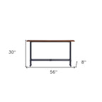 Tavolo Consolle Rettangolare Espresso & Nero, 4 Gambe, Per Utente Singolo – 56"L x 8"W x 30"H