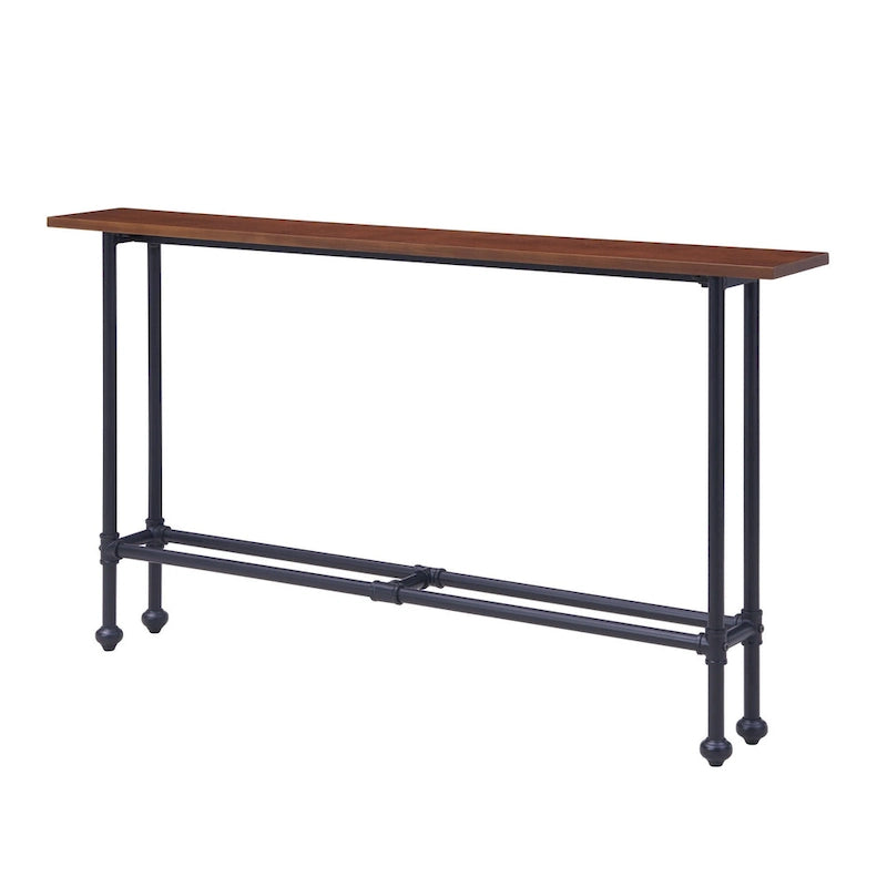 Tavolo Consolle Rettangolare Espresso & Nero, 4 Gambe, Per Utente Singolo – 56"L x 8"W x 30"H
