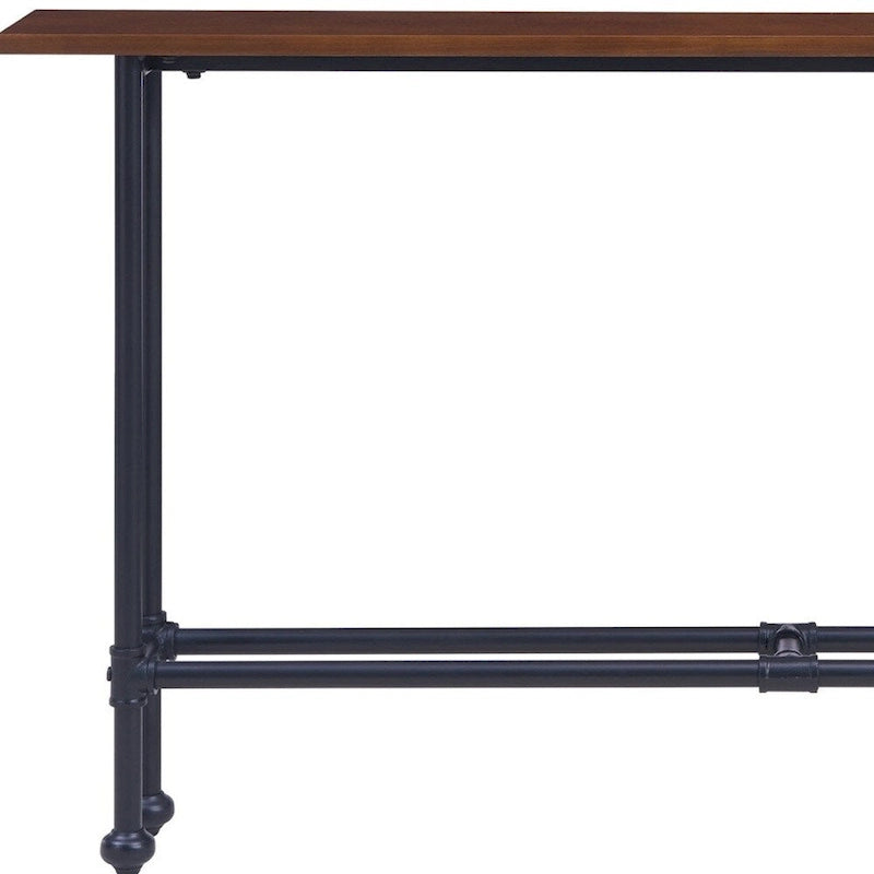 Tavolo Consolle Rettangolare Espresso & Nero, 4 Gambe, Per Utente Singolo – 56"L x 8"W x 30"H