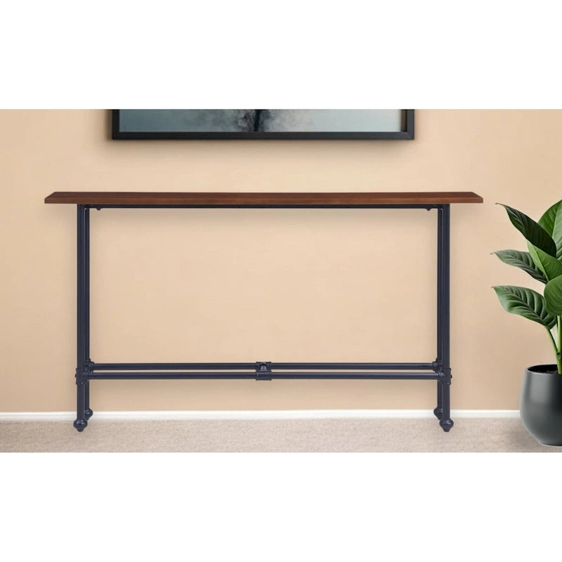 Tavolo Consolle Rettangolare Espresso & Nero, 4 Gambe, Per Utente Singolo – 56"L x 8"W x 30"H