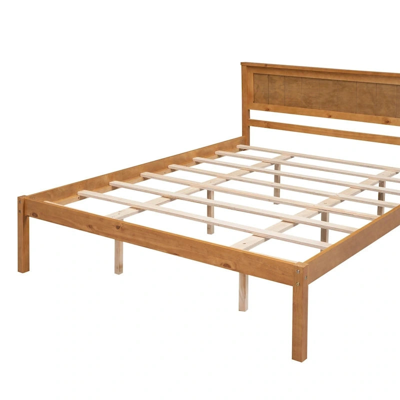 Letto a piattaforma Queen Espresso con testiera, legno di pino, adatto per 1-2 persone
