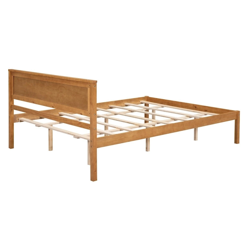 Letto a piattaforma Queen Espresso con testiera, legno di pino, adatto per 1-2 persone