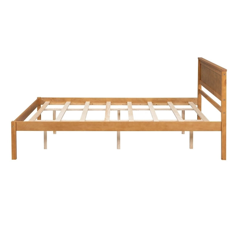 Letto a piattaforma Queen Espresso con testiera, legno di pino, adatto per 1-2 persone
