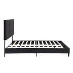 Letto a piattaforma imbottito in lino nero, King, 2 persone