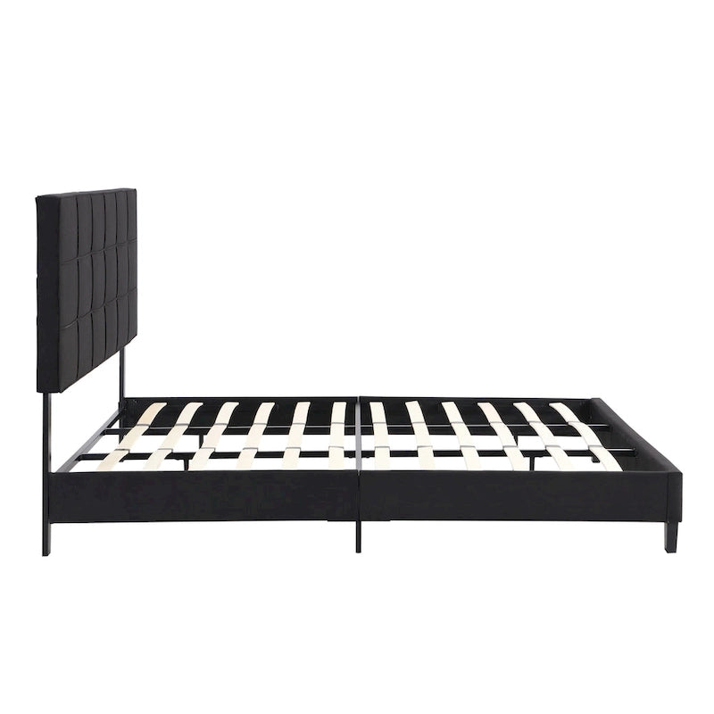 Letto a piattaforma imbottito in lino nero, King, 2 persone