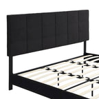 Letto a piattaforma imbottito in lino nero, King, 2 persone