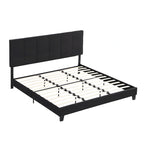 Letto a piattaforma imbottito in lino nero, King, 2 persone