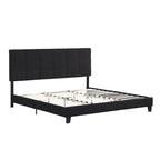 Letto a piattaforma imbottito in lino nero, King, 2 persone