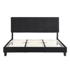 Letto a piattaforma imbottito in lino nero, King, 2 persone