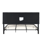 Letto a piattaforma imbottito in lino nero, King, 2 persone