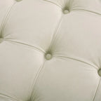 Pouf rotondo trapuntato in velluto – Grigio / Beige / Blu, seduta singola