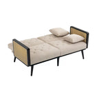Divanetto convertibile in velluto trapuntato – Rosso / Beige / Grigio scuro / Arancione / Verde oliva – 2-3 posti