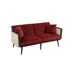 Divanetto convertibile in velluto trapuntato – Rosso / Beige / Grigio scuro / Arancione / Verde oliva – 2-3 posti