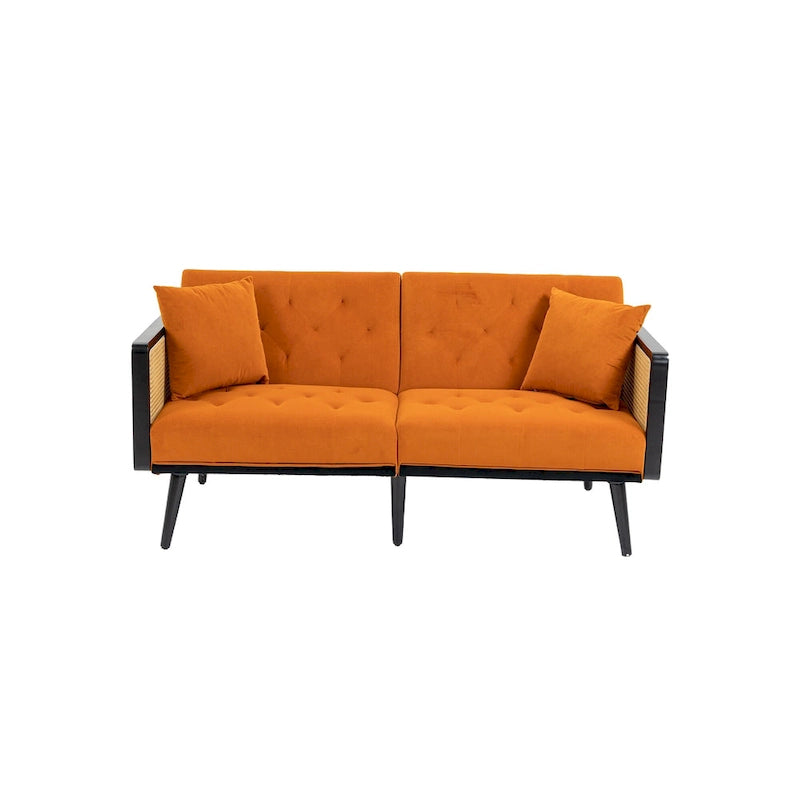 Divanetto convertibile in velluto trapuntato – Rosso / Beige / Grigio scuro / Arancione / Verde oliva – 2-3 posti