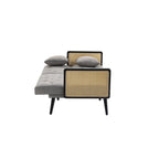 Divanetto convertibile in velluto trapuntato – Rosso / Beige / Grigio scuro / Arancione / Verde oliva – 2-3 posti