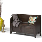 Panca contenitore tradizionale in legno massello, marrone castagna scuro, 2 posti – 107 cm L x 46 cm P x 75 cm H