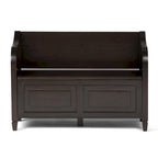 Panca contenitore tradizionale in legno massello, marrone castagna scuro, 2 posti – 107 cm L x 46 cm P x 75 cm H