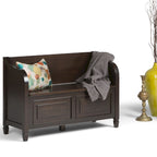 Panca contenitore tradizionale in legno massello, marrone castagna scuro, 2 posti – 107 cm L x 46 cm P x 75 cm H