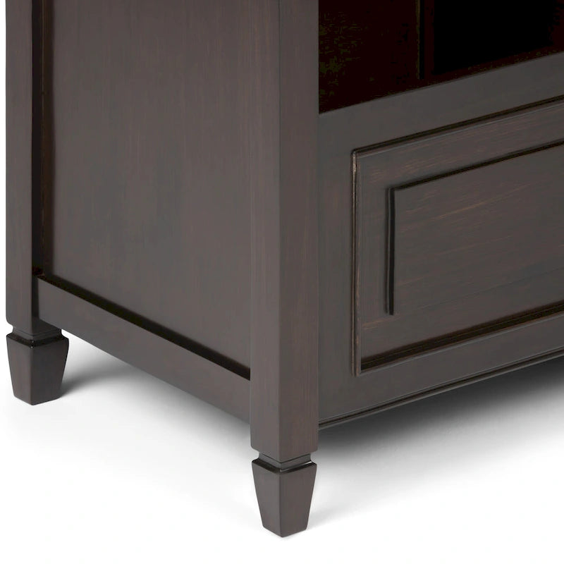 Panca contenitore tradizionale in legno massello, marrone castagna scuro, 2 posti – 107 cm L x 46 cm P x 75 cm H