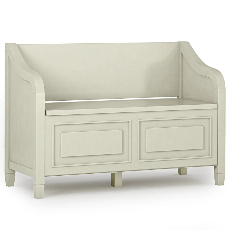Panca contenitore tradizionale in legno massello, marrone castagna scuro, 2 posti – 107 cm L x 46 cm P x 75 cm H