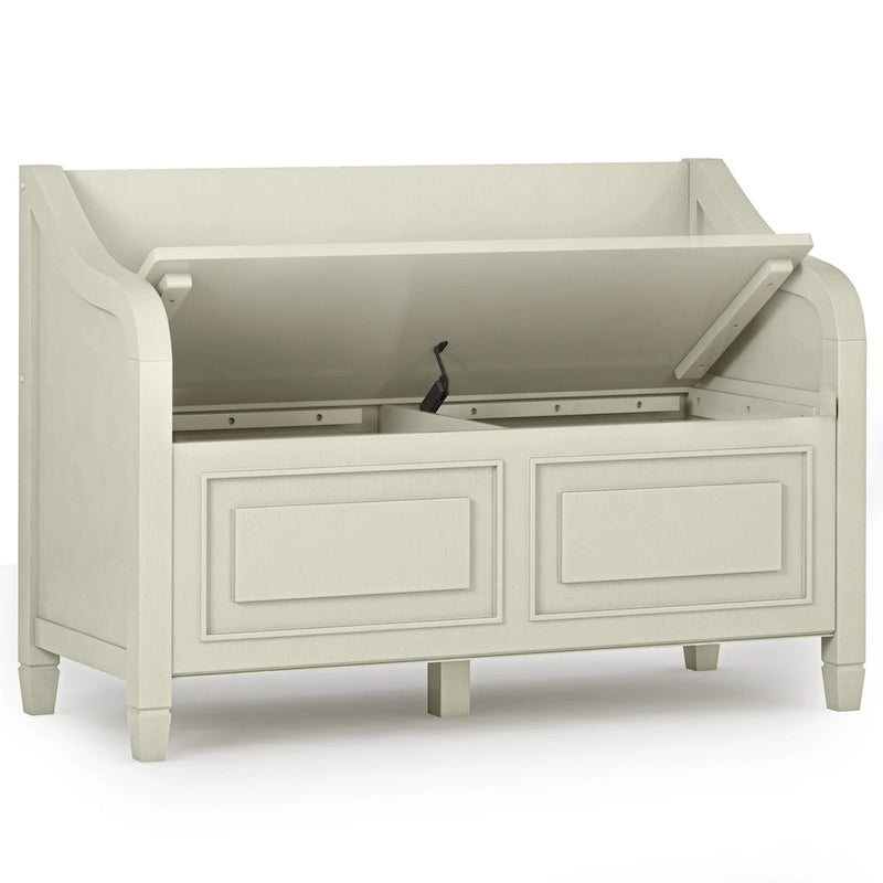 Panca contenitore tradizionale in legno massello, marrone castagna scuro, 2 posti – 107 cm L x 46 cm P x 75 cm H