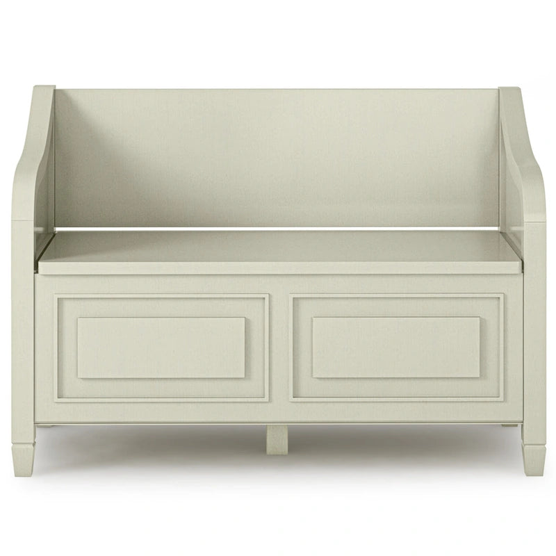 Panca contenitore tradizionale in legno massello, marrone castagna scuro, 2 posti – 107 cm L x 46 cm P x 75 cm H