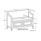 Panca contenitore tradizionale in legno massello, marrone castagna scuro, 2 posti – 107 cm L x 46 cm P x 75 cm H