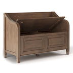 Panca contenitore tradizionale in legno massello, marrone castagna scuro, 2 posti – 107 cm L x 46 cm P x 75 cm H