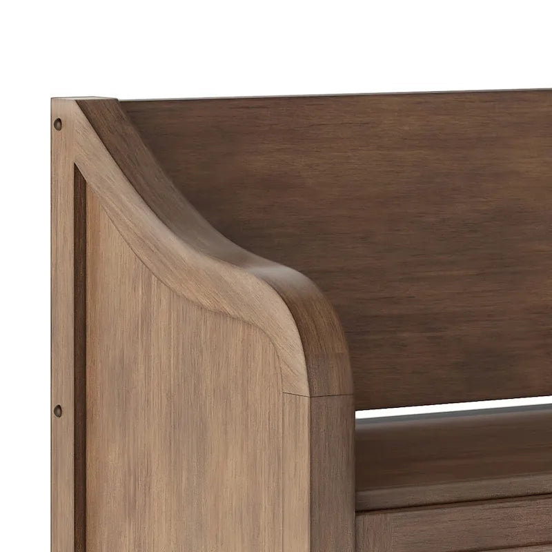 Panca contenitore tradizionale in legno massello, marrone castagna scuro, 2 posti – 107 cm L x 46 cm P x 75 cm H
