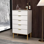 Cassettiera a 5 cassetti, Bianco/Nero, Stile Moderno, Singola