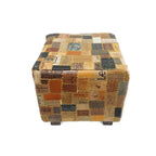 Pouf cubo in pelle marrone – 1 posto, medio