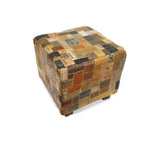 Pouf cubo in pelle marrone – 1 posto, medio