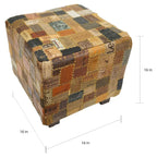 Pouf cubo in pelle marrone – 1 posto, medio