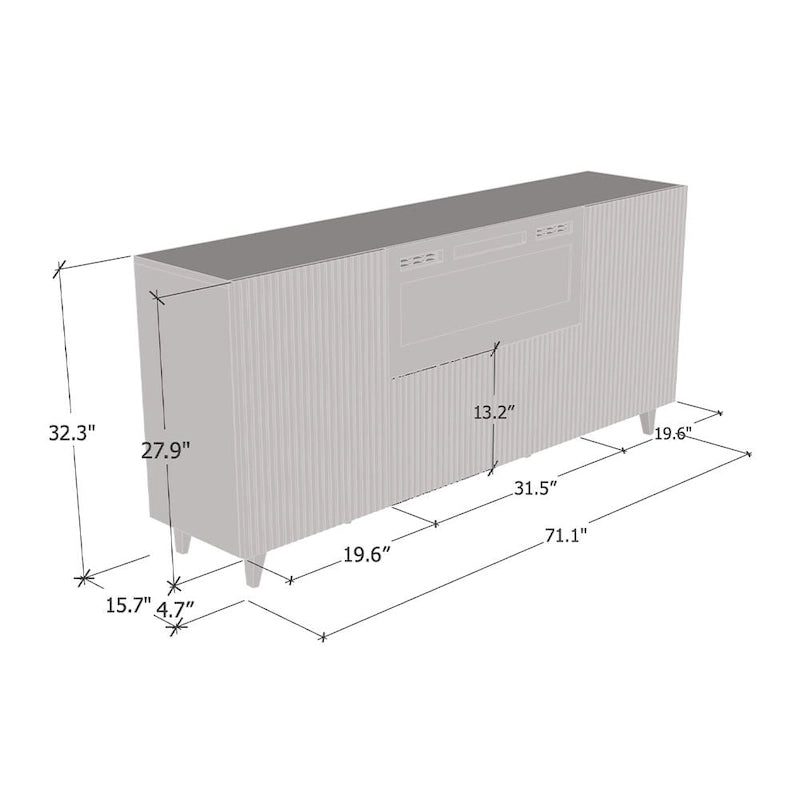 Mobile TV con caminetto elettrico bianco/nero, 180 cm, da montare