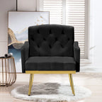 Poltrona Tufted in Velluto Bianco / Nero / Rosa / Verde con Gambe Dorate, Seduta Singola