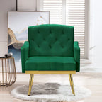 Poltrona Tufted in Velluto Bianco / Nero / Rosa / Verde con Gambe Dorate, Seduta Singola