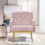 Poltrona Tufted in Velluto Bianco / Nero / Rosa / Verde con Gambe Dorate, Seduta Singola