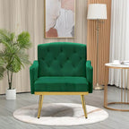 Poltrona Tufted in Velluto Bianco / Nero / Rosa / Verde con Gambe Dorate, Seduta Singola