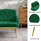 Poltrona Tufted in Velluto Bianco / Nero / Rosa / Verde con Gambe Dorate, Seduta Singola