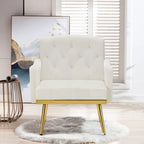 Poltrona Tufted in Velluto Bianco / Nero / Rosa / Verde con Gambe Dorate, Seduta Singola