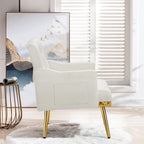 Poltrona Tufted in Velluto Bianco / Nero / Rosa / Verde con Gambe Dorate, Seduta Singola