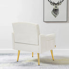 Poltrona Tufted in Velluto Bianco / Nero / Rosa / Verde con Gambe Dorate, Seduta Singola