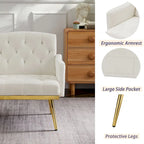 Poltrona Tufted in Velluto Bianco / Nero / Rosa / Verde con Gambe Dorate, Seduta Singola