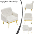Poltrona Tufted in Velluto Bianco / Nero / Rosa / Verde con Gambe Dorate, Seduta Singola