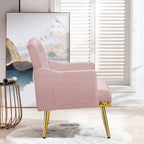 Poltrona Tufted in Velluto Bianco / Nero / Rosa / Verde con Gambe Dorate, Seduta Singola